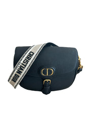 CHRISTIAN DIOR Medium Bobby Leather Handbag with Canvas Strap